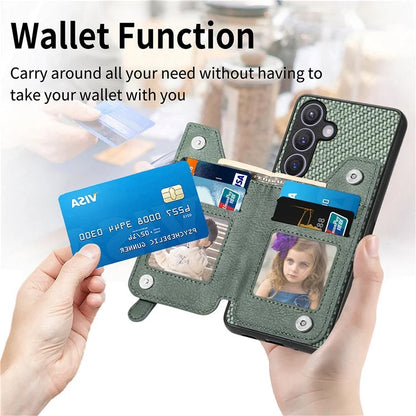 C1-04 For Samsung Galaxy S24 Case Zipper Wallet Leather+PC+TPU Kickstand Phone Cover