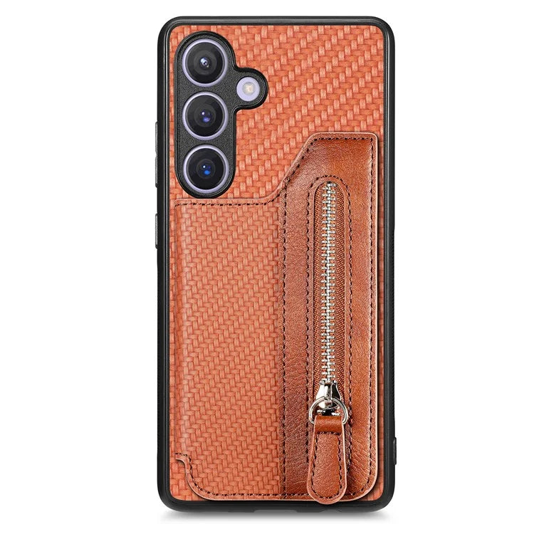 C1-04 For Samsung Galaxy S24 Case Zipper Wallet Leather+PC+TPU Kickstand Phone Cover