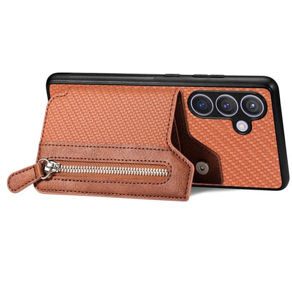 C1-04 For Samsung Galaxy S24 Case Zipper Wallet Leather+PC+TPU Kickstand Phone Cover