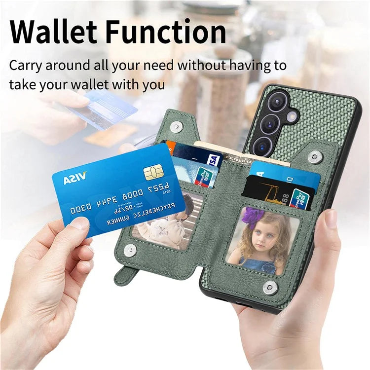 C1-04 For Samsung Galaxy S24+ Case Kickstand PU+PC+TPU Wallet Phone Cover