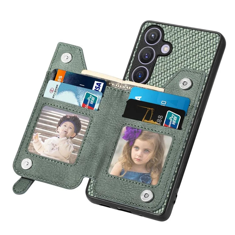 C1-04 For Samsung Galaxy S24+ Case Kickstand PU+PC+TPU Wallet Phone Cover
