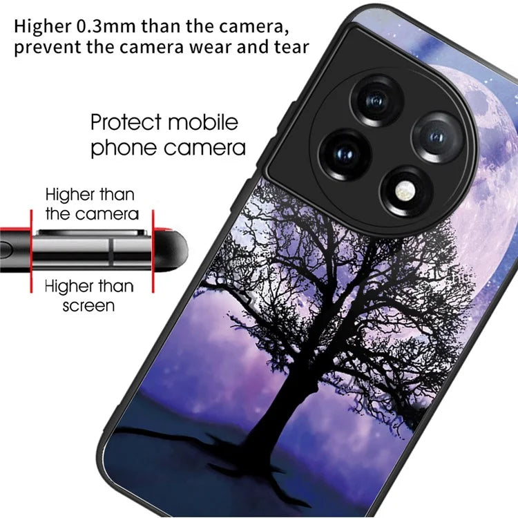For OnePlus Ace 3 5G / 12R 5G Case Pattern Anti-Scratch Tempered Glass Back Cover