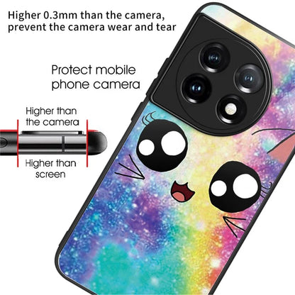 For OnePlus Ace 3 5G / 12R 5G Case Pattern Anti-Scratch Tempered Glass Back Cover