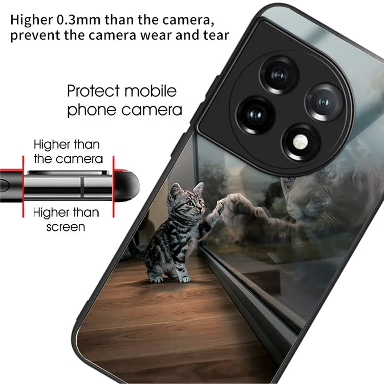 For OnePlus Ace 3 5G / 12R 5G Case Pattern Anti-Scratch Tempered Glass Back Cover