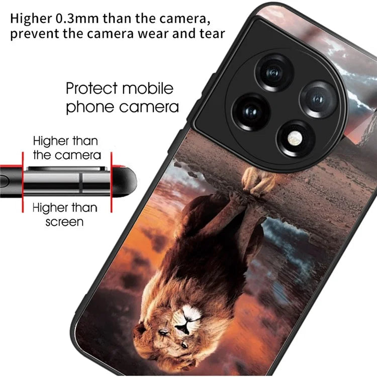 For OnePlus Ace 3 5G / 12R 5G Case Pattern Anti-Scratch Tempered Glass Back Cover