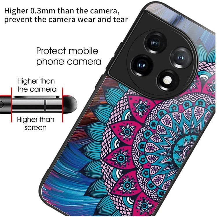 For OnePlus Ace 3 5G / 12R 5G Case Pattern Anti-Scratch Tempered Glass Back Cover