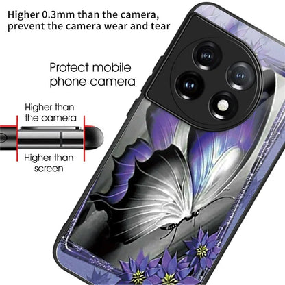 For OnePlus Ace 3 5G / 12R 5G Case Pattern Anti-Scratch Tempered Glass Back Cover