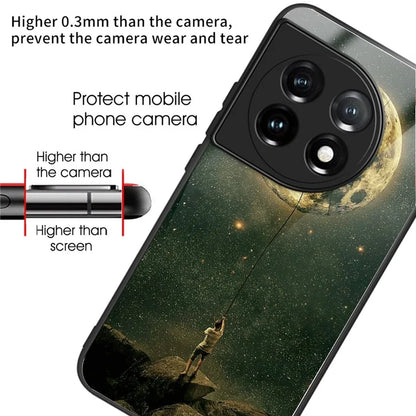 For OnePlus Ace 3 5G / 12R 5G Case Pattern Anti-Scratch Tempered Glass Back Cover