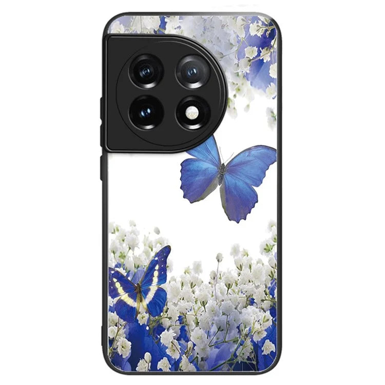 For OnePlus Ace 3 5G / 12R 5G Case Pattern Anti-Scratch Tempered Glass Back Cover