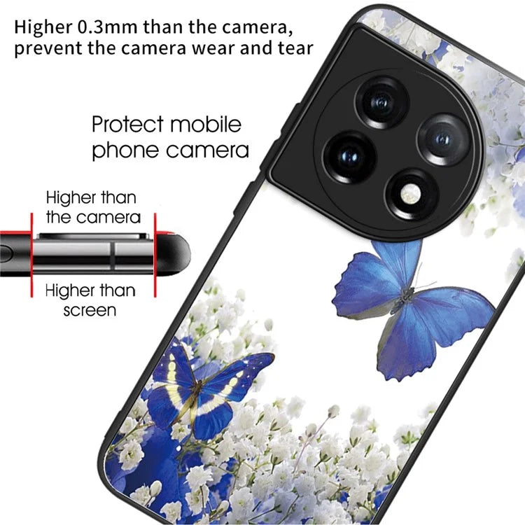For OnePlus Ace 3 5G / 12R 5G Case Pattern Anti-Scratch Tempered Glass Back Cover
