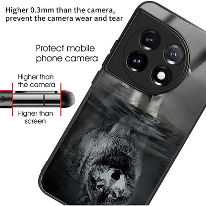 For OnePlus Ace 3 5G / 12R 5G Case Pattern Anti-Scratch Tempered Glass Back Cover