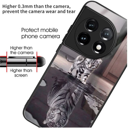 For OnePlus Ace 3 5G / 12R 5G Case Pattern Anti-Scratch Tempered Glass Back Cover