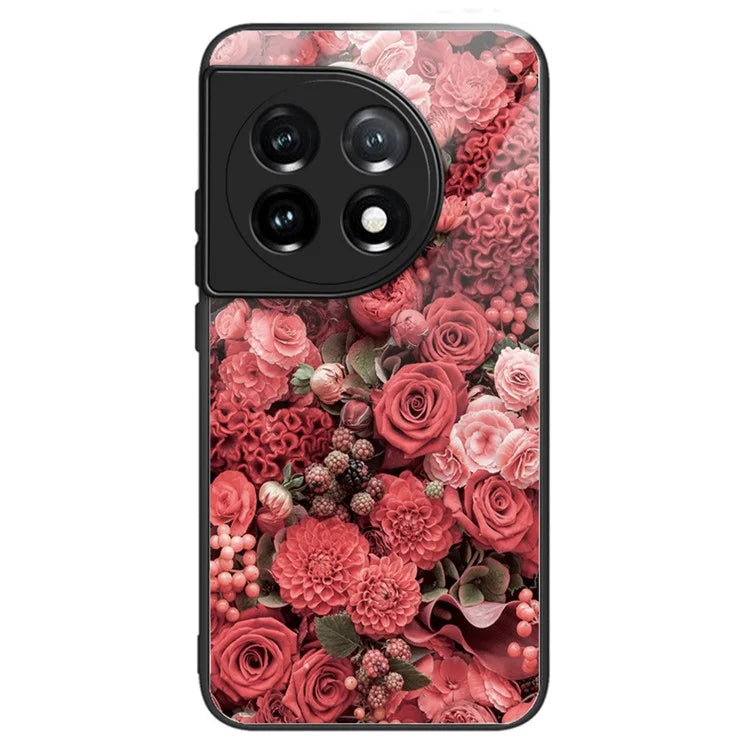 For OnePlus Ace 3 5G / 12R 5G Case Pattern Anti-Scratch Tempered Glass Back Cover