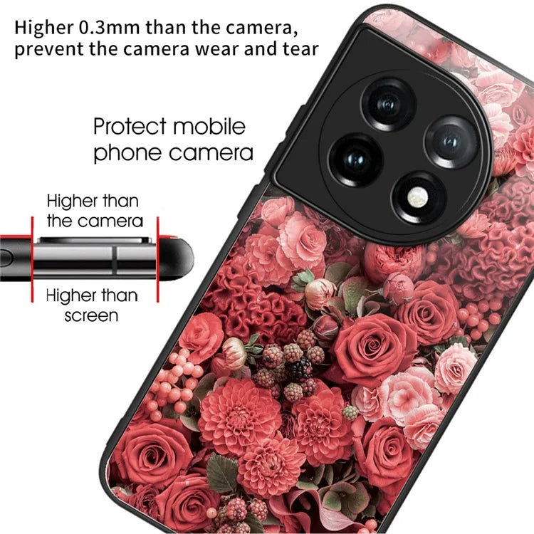 For OnePlus Ace 3 5G / 12R 5G Case Pattern Anti-Scratch Tempered Glass Back Cover
