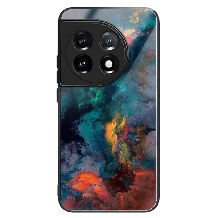 For OnePlus Ace 3 5G / 12R 5G Case Pattern Anti-Scratch Tempered Glass Back Cover