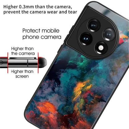 For OnePlus Ace 3 5G / 12R 5G Case Pattern Anti-Scratch Tempered Glass Back Cover