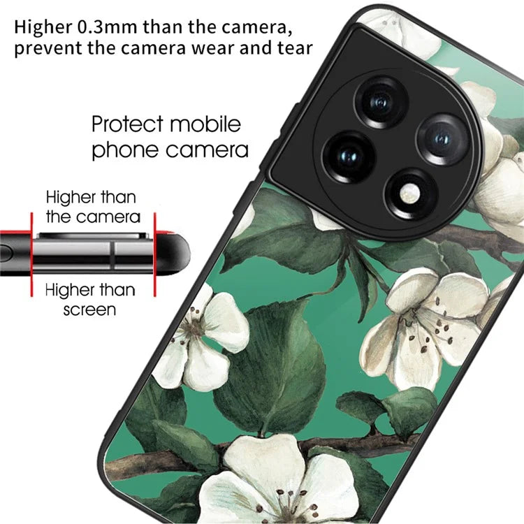 For OnePlus Ace 3 5G / 12R 5G Case Pattern Anti-Scratch Tempered Glass Back Cover