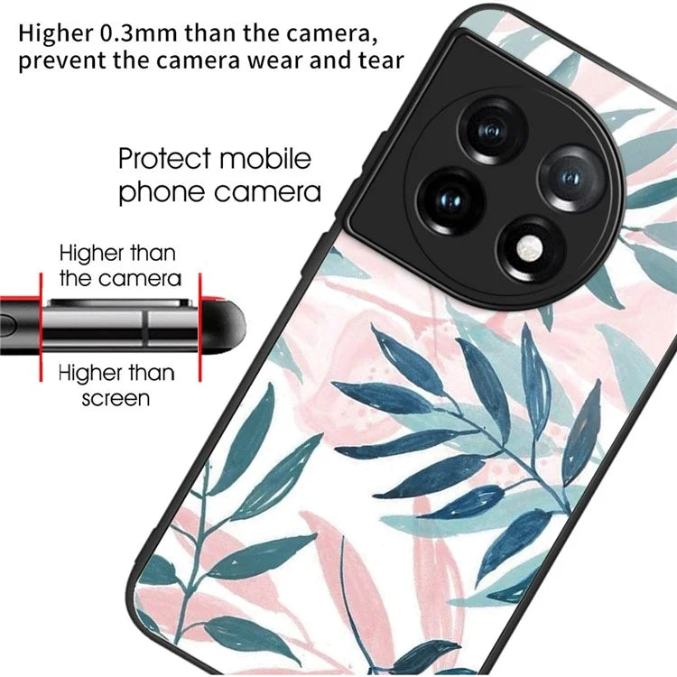 For OnePlus Ace 3 5G / 12R 5G Case Pattern Anti-Scratch Tempered Glass Back Cover