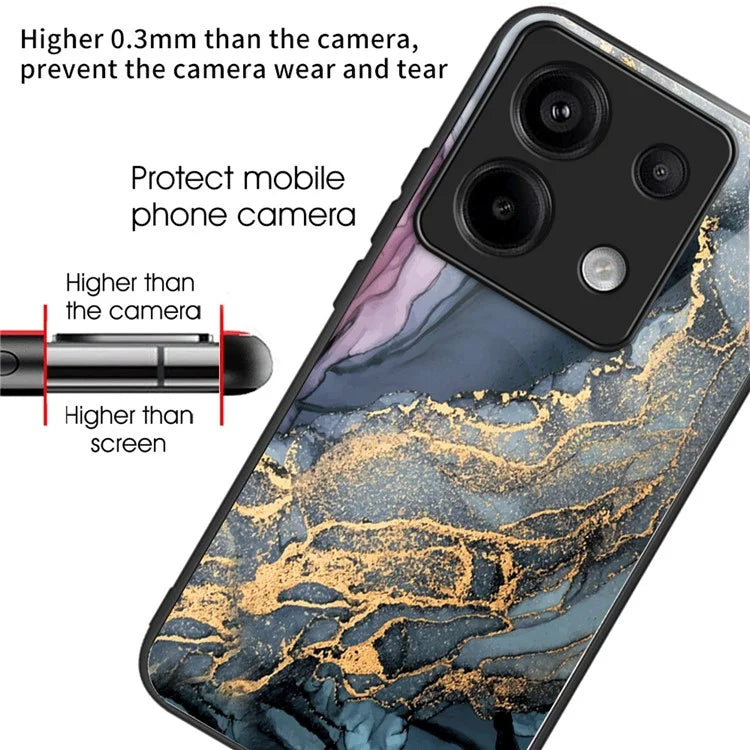 For Xiaomi Redmi Note 13 Pro 5G / Poco X6 5G Case Marble Pattern Tempered Glass Back Phone Cover
