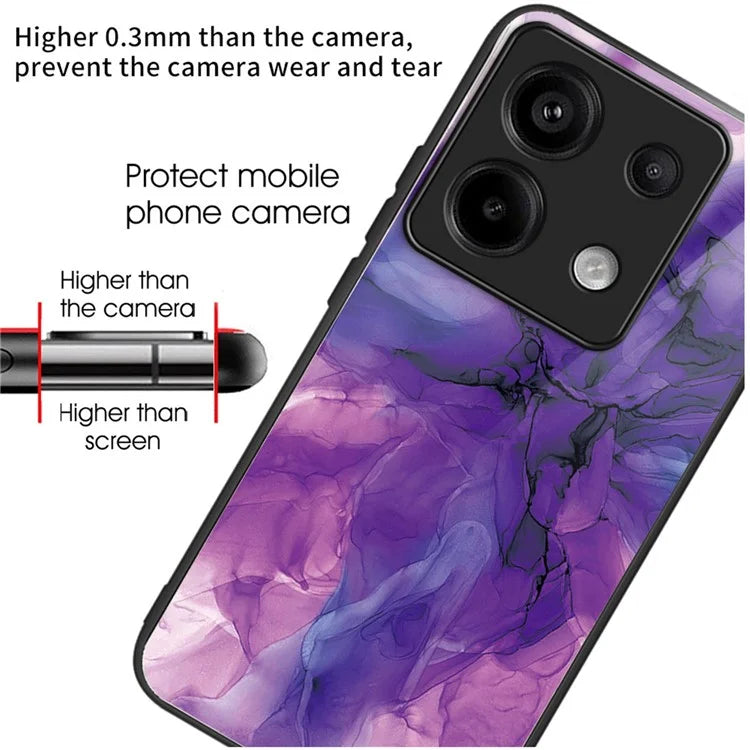 For Xiaomi Redmi Note 13 Pro 5G / Poco X6 5G Case Marble Pattern Tempered Glass Back Phone Cover