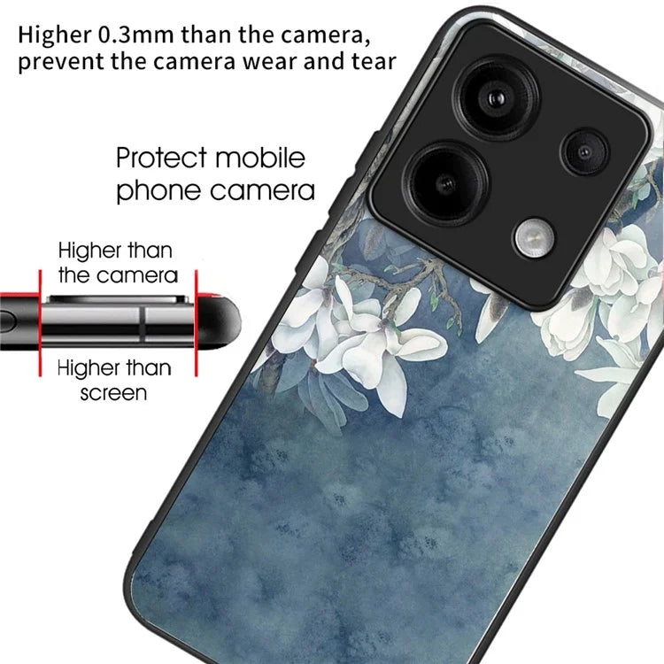 For Xiaomi Redmi Note 13 Pro 5G / Poco X6 5G Case Tempered Glass+TPU Cover Pattern Printing