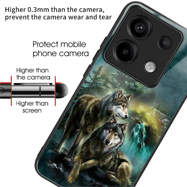 For Xiaomi Redmi Note 13 Pro 5G / Poco X6 5G Case Tempered Glass+TPU Cover Pattern Printing