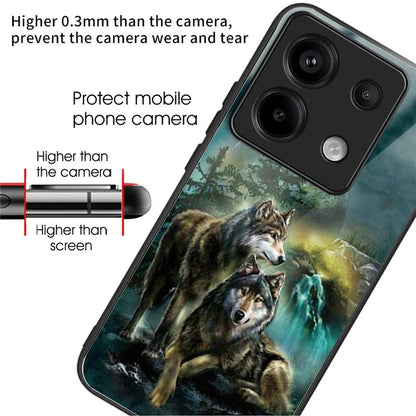 For Xiaomi Redmi Note 13 Pro 5G / Poco X6 5G Case Tempered Glass+TPU Cover Pattern Printing
