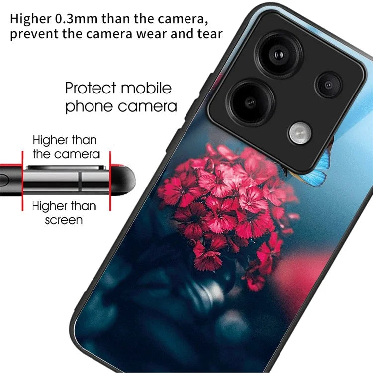 For Xiaomi Redmi Note 13 Pro 5G / Poco X6 5G Case Tempered Glass+TPU Cover Pattern Printing