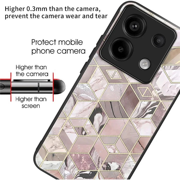 For Xiaomi Redmi Note 13 Pro 5G / Poco X6 5G Case Tempered Glass+TPU Cover Pattern Printing