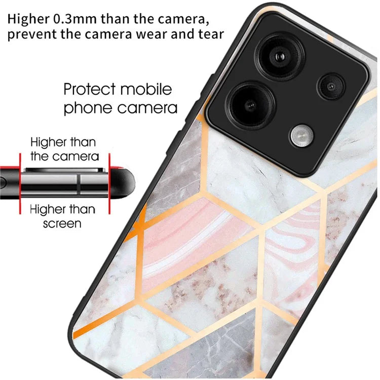 For Xiaomi Redmi Note 13 Pro 5G / Poco X6 5G Case Tempered Glass+TPU Cover Pattern Printing