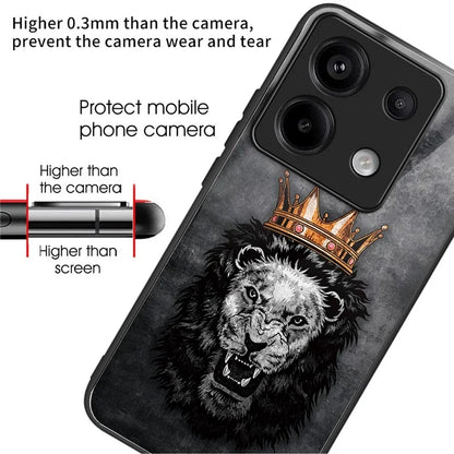For Xiaomi Redmi Note 13 Pro 5G / Poco X6 5G Case Tempered Glass+TPU Cover Pattern Printing