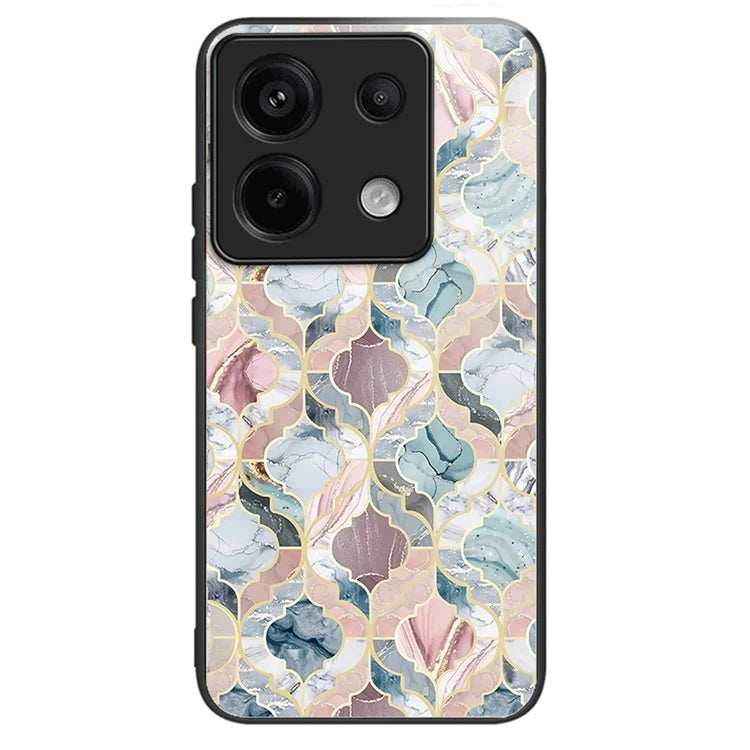 For Xiaomi Redmi Note 13 Pro 5G / Poco X6 5G Case Tempered Glass+TPU Cover Pattern Printing