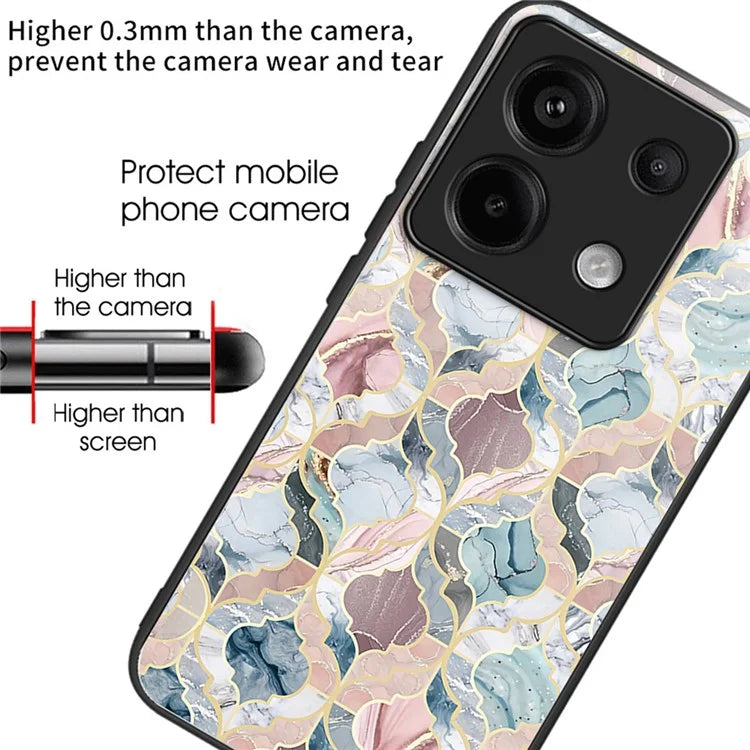 For Xiaomi Redmi Note 13 Pro 5G / Poco X6 5G Case Tempered Glass+TPU Cover Pattern Printing