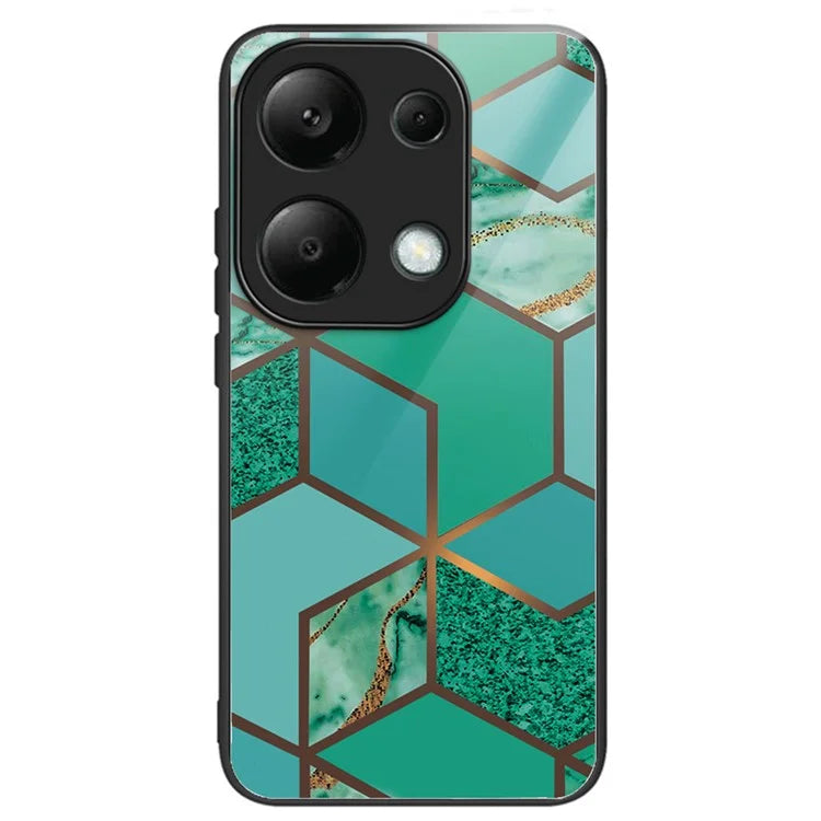 For Xiaomi Redmi Note 13 Pro 4G / Poco M6 Pro 4G Case Marble Pattern Tempered Glass+PC Back TPU Frame Phone Cover