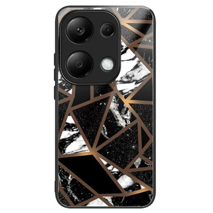For Xiaomi Redmi Note 13 Pro 4G / Poco M6 Pro 4G Case Marble Pattern Tempered Glass+PC Back TPU Frame Phone Cover