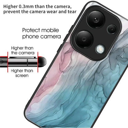 For Xiaomi Redmi Note 13 Pro 4G / Poco M6 Pro 4G Case Marble Pattern Tempered Glass+PC Back TPU Frame Phone Cover