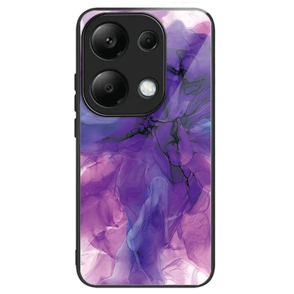 For Xiaomi Redmi Note 13 Pro 4G / Poco M6 Pro 4G Case Marble Pattern Tempered Glass+PC Back TPU Frame Phone Cover