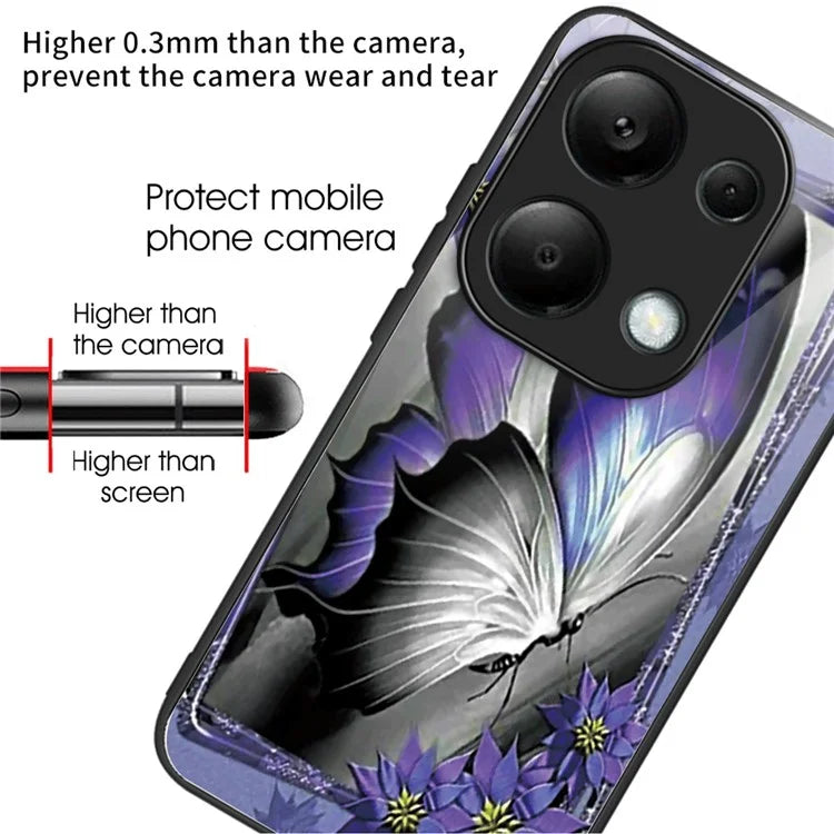 For Xiaomi Redmi Note 13 Pro 4G / Poco M6 Pro 4G Case Pattern Printing Tempered Glass TPU Phone Cover