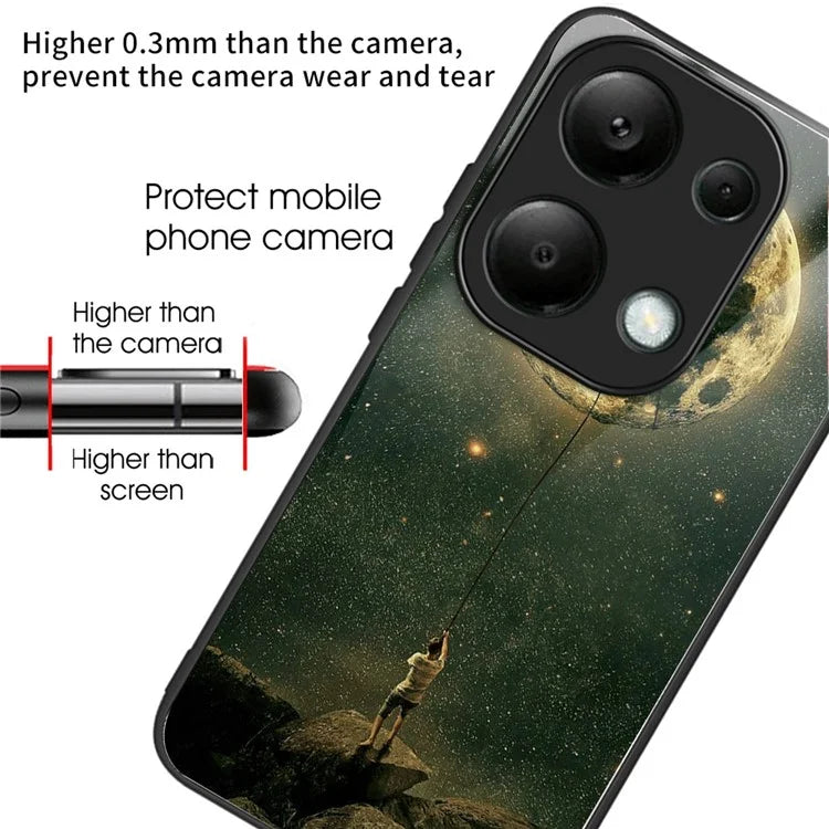 For Xiaomi Redmi Note 13 Pro 4G / Poco M6 Pro 4G Case Pattern Printing Tempered Glass TPU Phone Cover