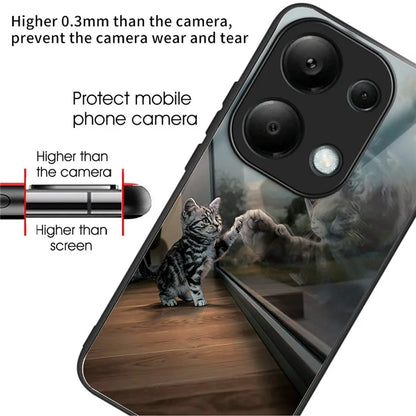 For Xiaomi Redmi Note 13 Pro 4G / Poco M6 Pro 4G Case Pattern Printing Tempered Glass TPU Phone Cover