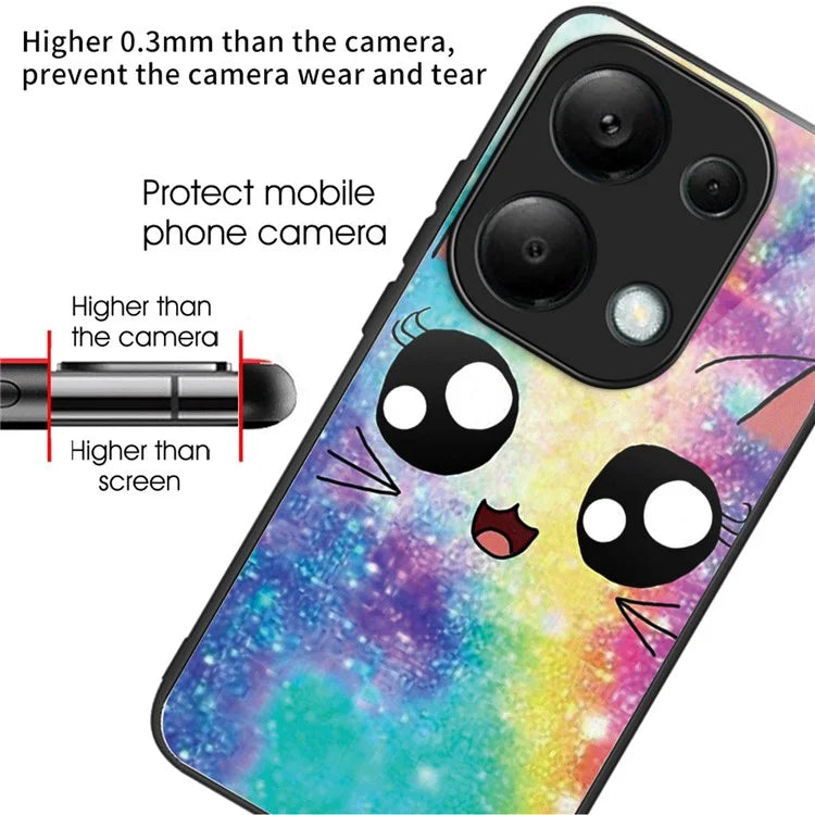 For Xiaomi Redmi Note 13 Pro 4G / Poco M6 Pro 4G Case Pattern Printing Tempered Glass TPU Phone Cover