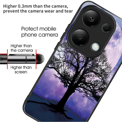 For Xiaomi Redmi Note 13 Pro 4G / Poco M6 Pro 4G Case Pattern Printing Tempered Glass TPU Phone Cover