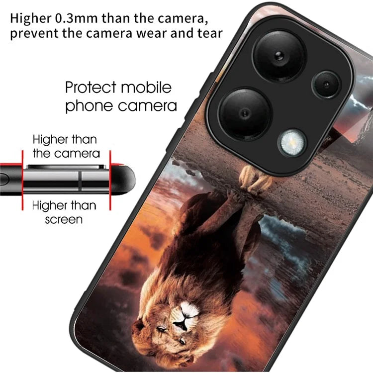 For Xiaomi Redmi Note 13 Pro 4G / Poco M6 Pro 4G Case Pattern Printing Tempered Glass TPU Phone Cover
