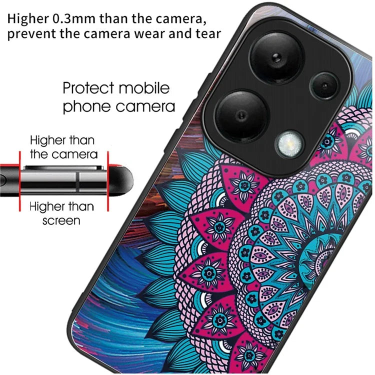 For Xiaomi Redmi Note 13 Pro 4G / Poco M6 Pro 4G Case Pattern Printing Tempered Glass TPU Phone Cover