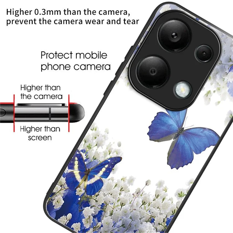 For Xiaomi Redmi Note 13 Pro 4G / Poco M6 Pro 4G Case Pattern Printing Tempered Glass TPU Phone Cover