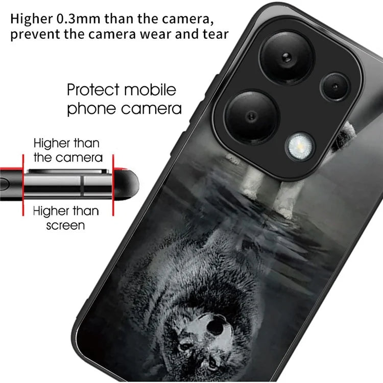 For Xiaomi Redmi Note 13 Pro 4G / Poco M6 Pro 4G Case Pattern Printing Tempered Glass TPU Phone Cover