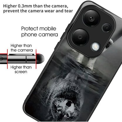 For Xiaomi Redmi Note 13 Pro 4G / Poco M6 Pro 4G Case Pattern Printing Tempered Glass TPU Phone Cover