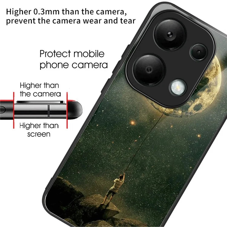 For Xiaomi Redmi Note 13 Pro 4G / Poco M6 Pro 4G Case Pattern Printing Tempered Glass TPU Phone Cover