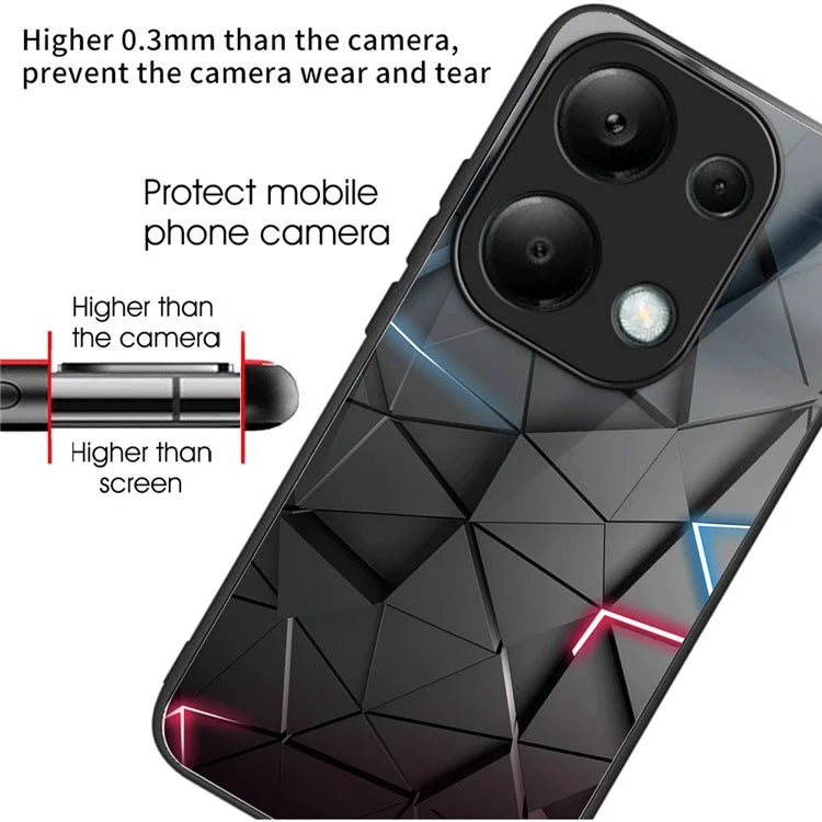 For Xiaomi Redmi Note 13 Pro 4G / Poco M6 Pro 4G Case Pattern Printing Tempered Glass TPU Phone Cover