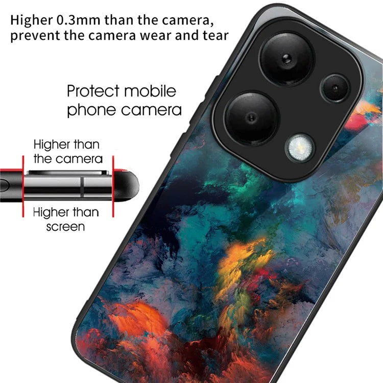For Xiaomi Redmi Note 13 Pro 4G / Poco M6 Pro 4G Case Pattern Printing Tempered Glass TPU Phone Cover